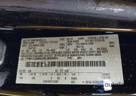 2024 Ford Escape St Line from USA, damaged, VIN 1FMCU0MN2RUB58851